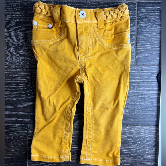 Cherokee Baby Pants Mustard Yellow 12M Braided Waist Toddler Girl Boy Unisex - Picture 1 of 5